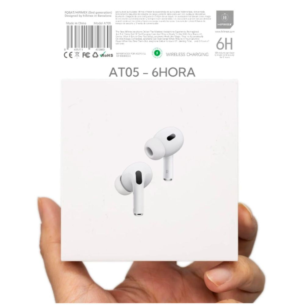 Auriculares Inalámbricos Bluetooth acon Estuche de Carga, Sonido Estéreo HD y Micrófono Integrado, Compatibles con iPhone/iPad, Diseño Ergonómico Resistente al Sudor 5.4V MCSync 6h duración